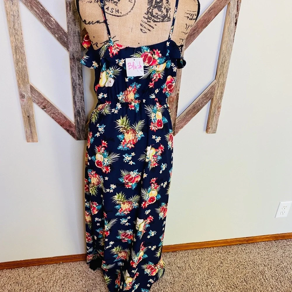Skies are Blue Tropical Print Maxi Dress